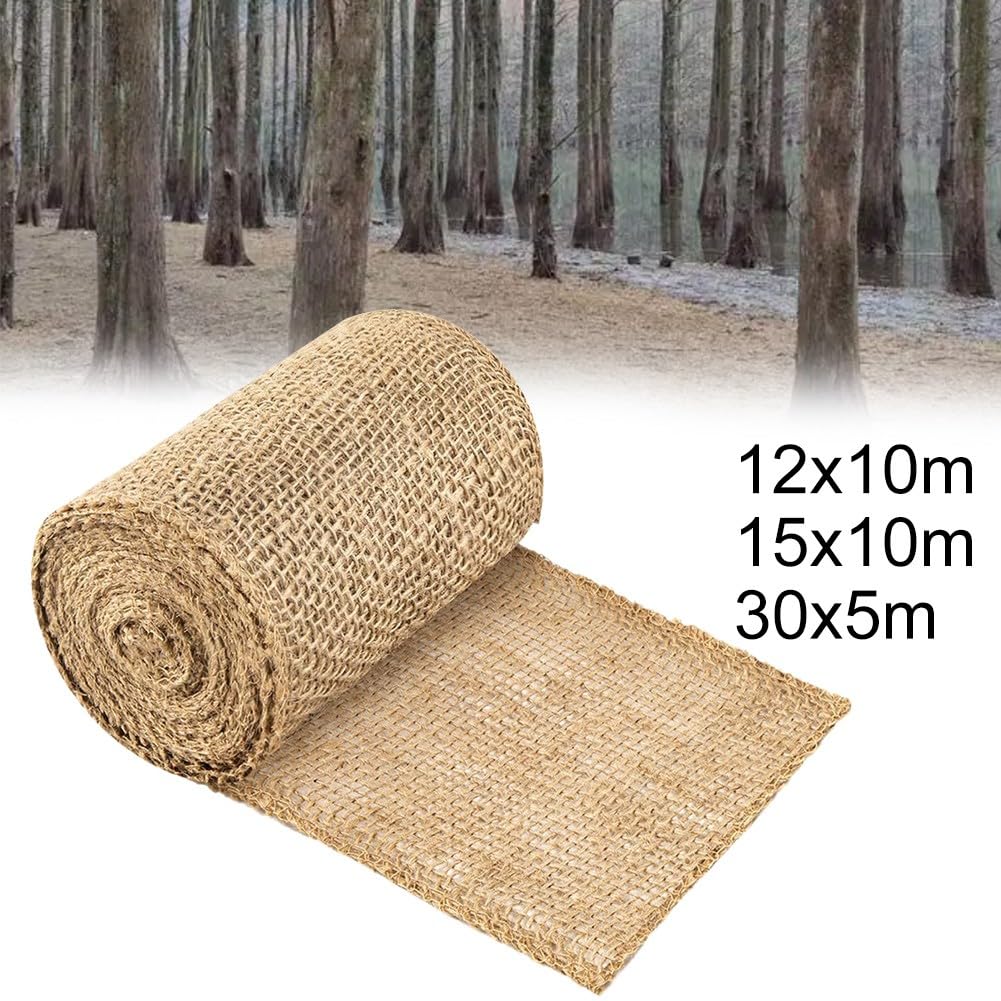 Rouleau de toile de jute naturelle 15 cm x 10 m pour protéger les troncs d'arbres et arbustes