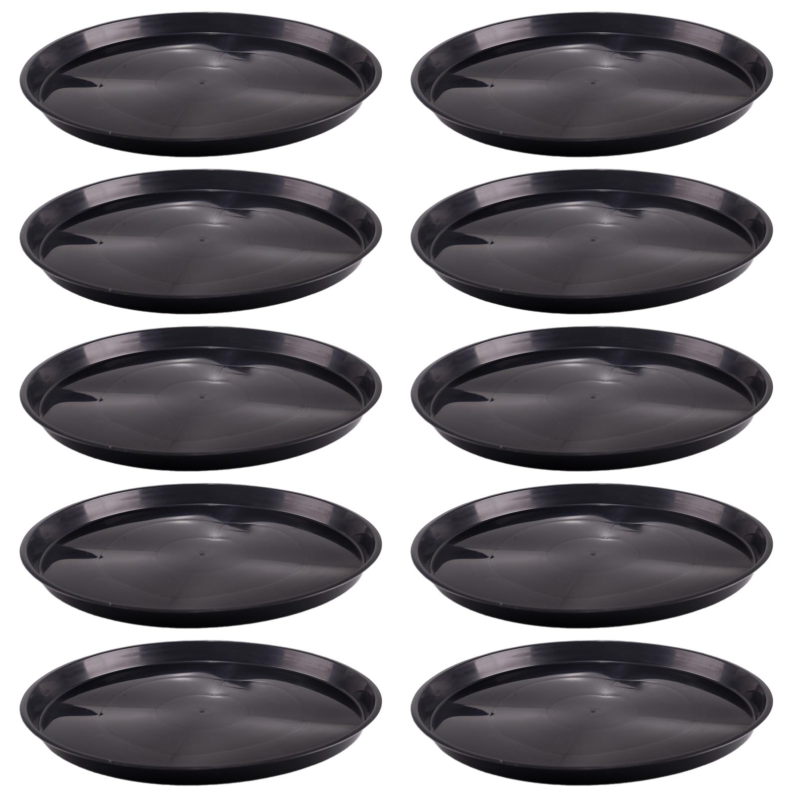 Pflanzen-Untersetzer, 40,6 cm, Pflanzschalen für Töpfe, Kunststoff, runde Tropfschalen, Blumentopf-Untersetzer, schwarzer Pflanzgefäß, Wasserschale, Pflanzentwässerungsschale, schwarz, 10