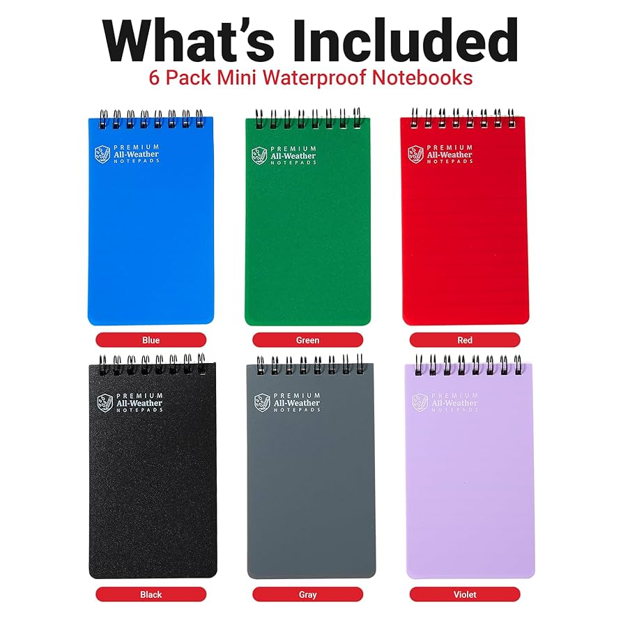 4pcs Waterproof Notebook, Mini Pocket Notepads, 3x5in All Weather