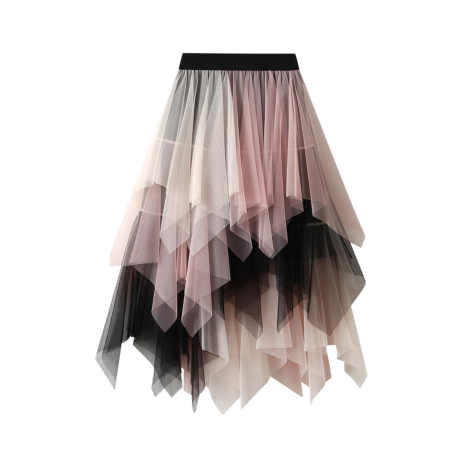 Jeroziyant Women's Pink White Skirt Tulle Layered Underskirt Skirt Ballet Tutu Prom Party Pleated Dress A-Line Midi Skirt High Waisted Skirt (Polyester, )