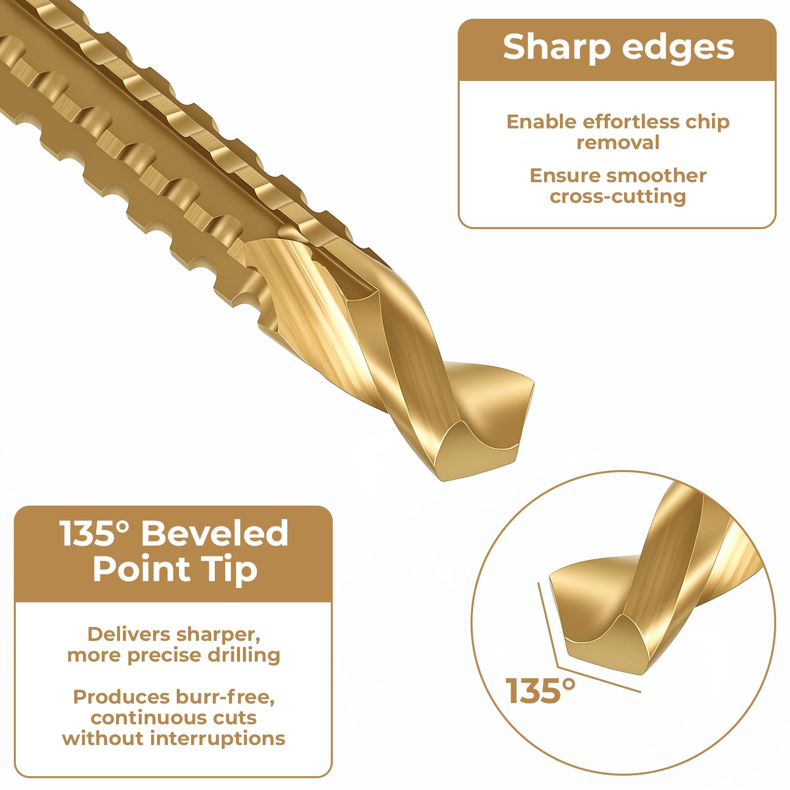 Titanium Drill Bit Set - 6 Pcs for Metal, Wood, Plastic -3
