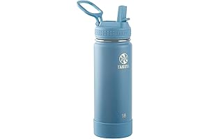 Premium Takeya Actives 18 oz Vacuum Insulated Stainless Steel Water Bottle with Straw Lid