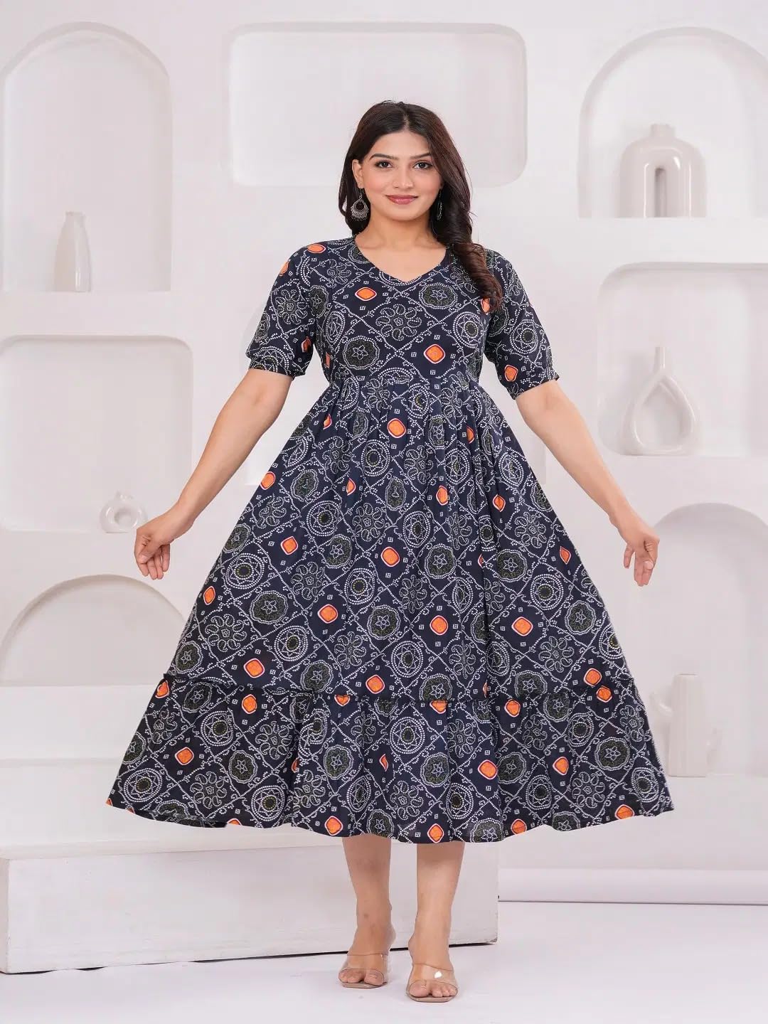 Women Cotton Anarkali Floral Printed Maternity Kurta Feeding Comfortable Kurta Zipper & Dress for Pregnant Women's Printed Feeding Dress for Women's. Blue-image-44