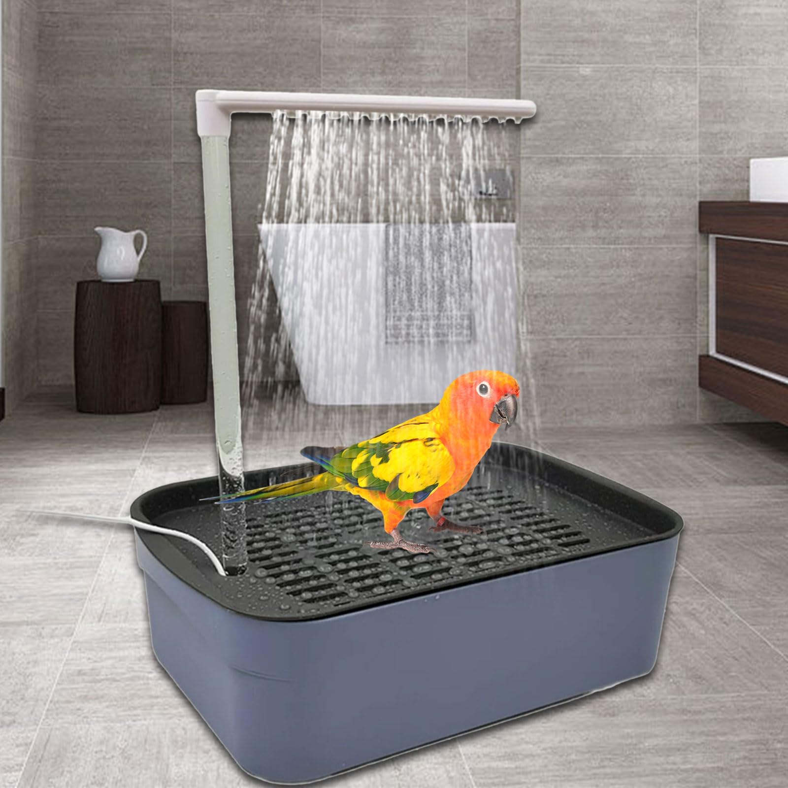 Vasca da bagno automatica per uccelli per uccelli Vasche da bagno per pappagalli Circolazioni d'acqua Vasche da bagno per accessori per gabbie