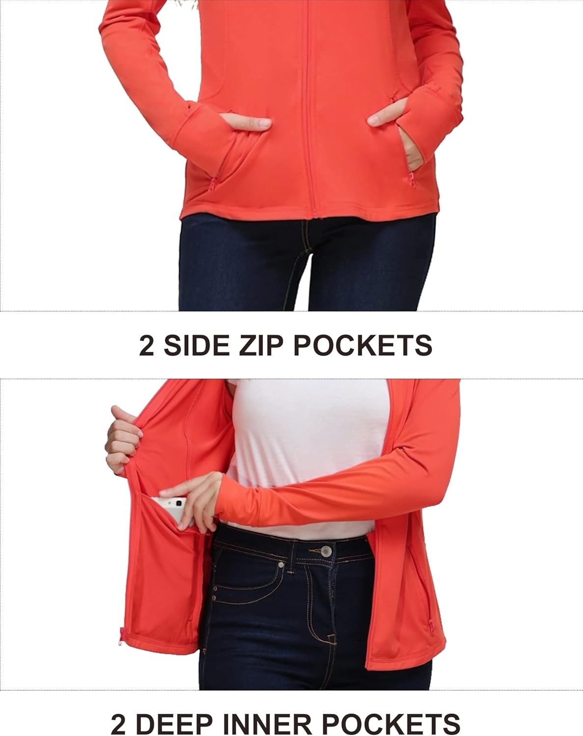 Dolcevida Women's Zip Up Running Jacket - Lightweight 4-Way Stretch Full Zip Workout Jacket with Thumb Holes & Pockets - Image 5