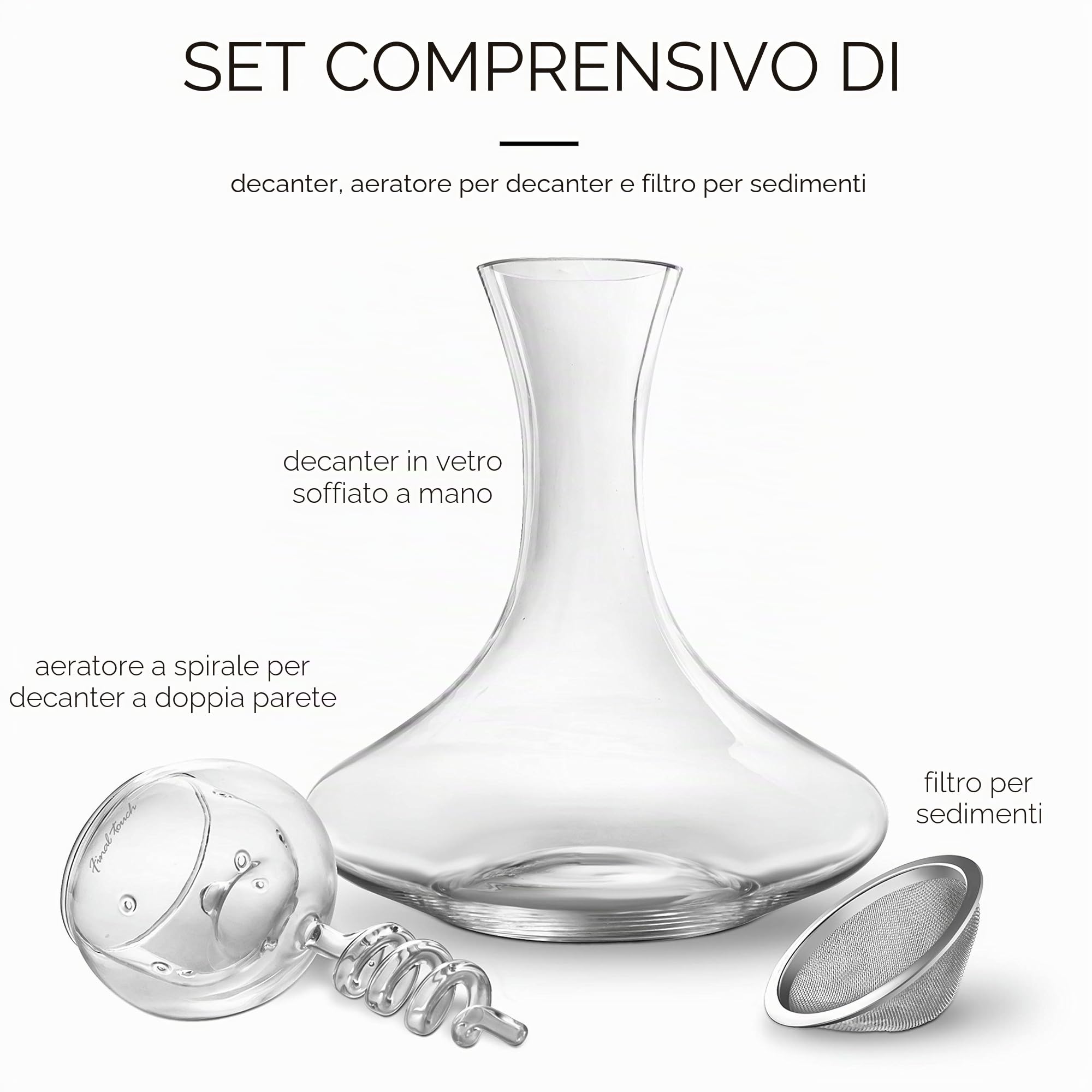 Final Touch Set di aeratore e decanter in vetro Twister (WDA919)