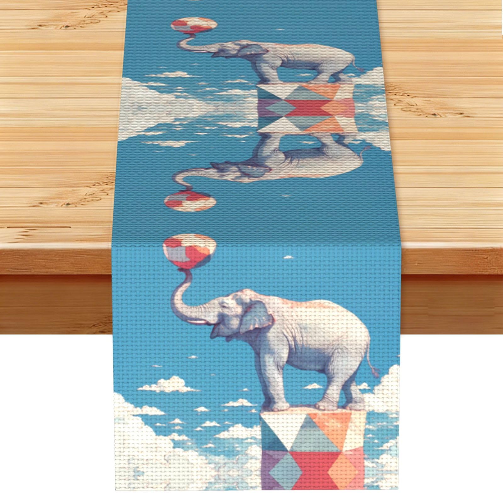 Baby elephant heads the ball Linen Feel Table Runner Wedding Party Home Decoration