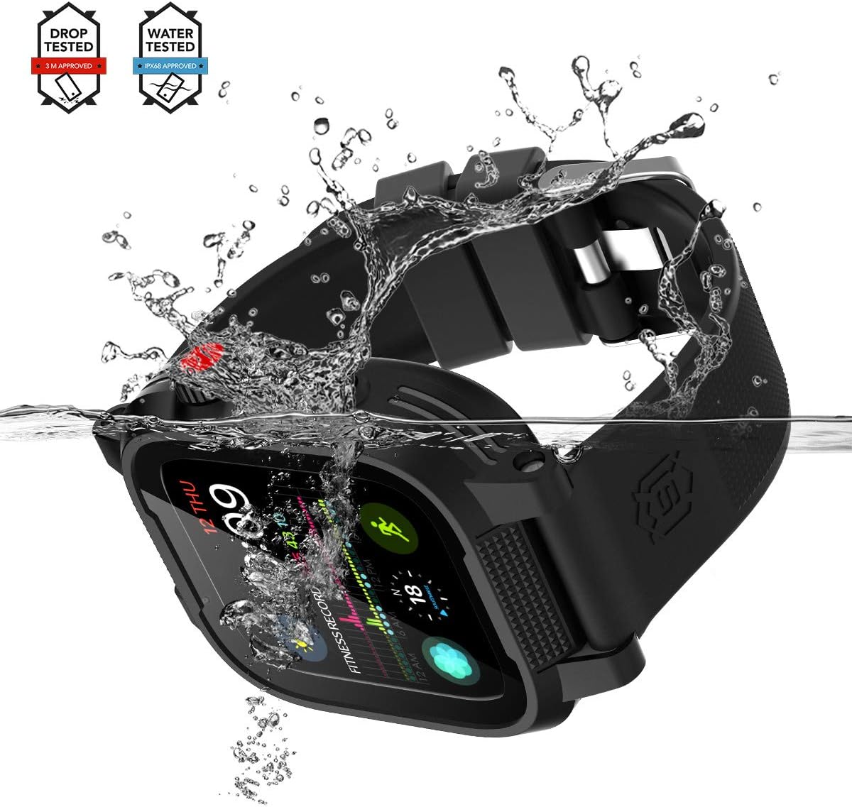Best Deal Product Waterproof Apple Watch Series 4/5/6/SE 44mm Case,Shockproof Impact Resistant Rugged Protective Case with Bulit-in Screen Protector and Soft Strap Bands for Apple Watch Series 4/5/6/SE 44mm