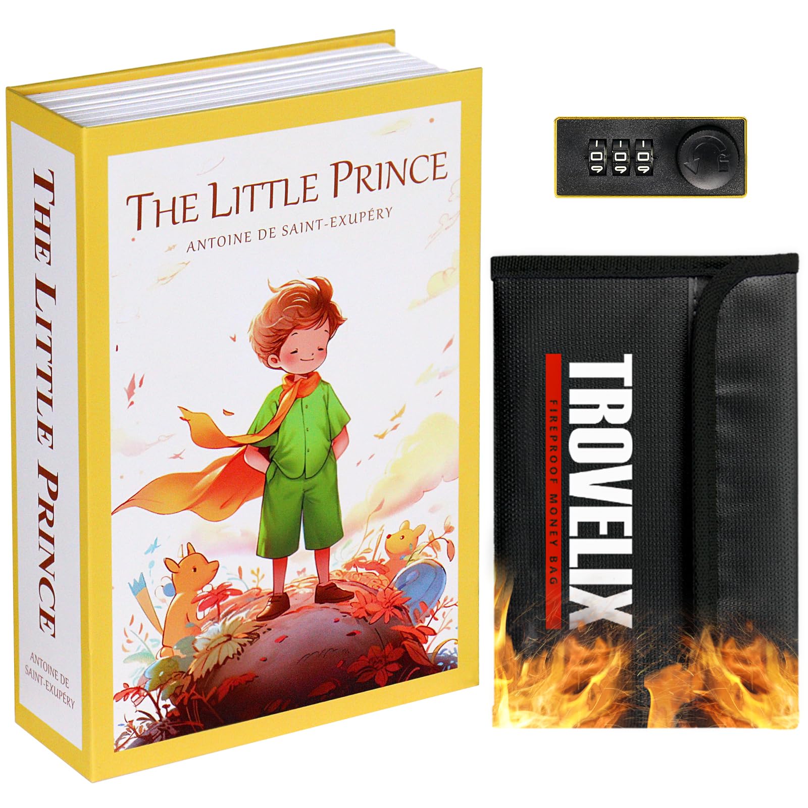 Sekam Book Safe with Combination Lock, Hidden Safe (24 x 15 x 5.5 cm) with Fireproof Bag, Secret Diversion Safe