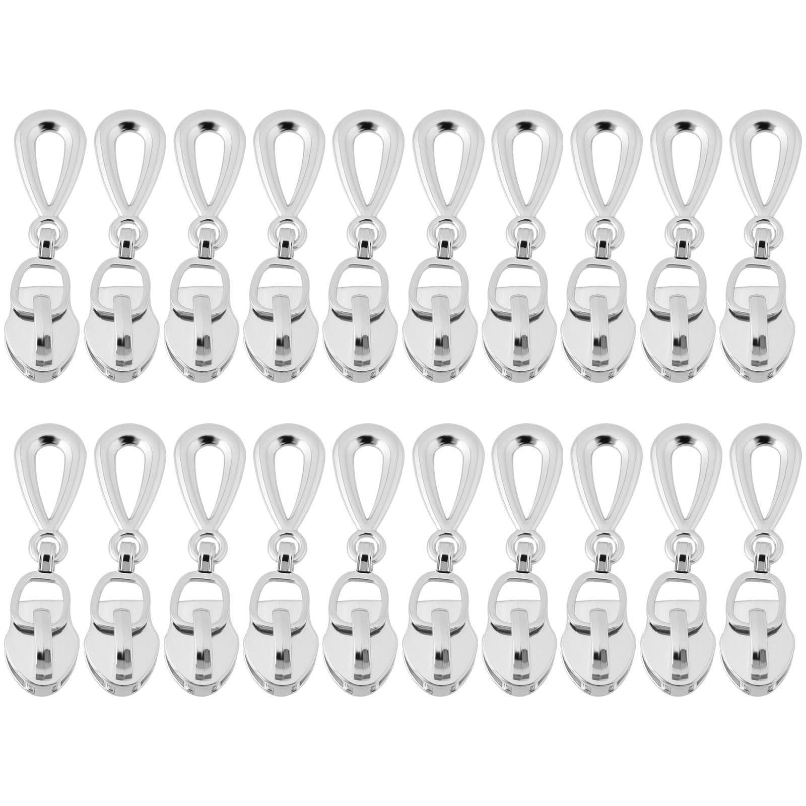 Create idea 20pcs No.5 Silver Non Locking Zippers Sliders 6mm Metal Teardrop Shape Zipper Puller 4cm Slider for Nylon Coil Zippers for 6mm Open Zipper Sliders Silver