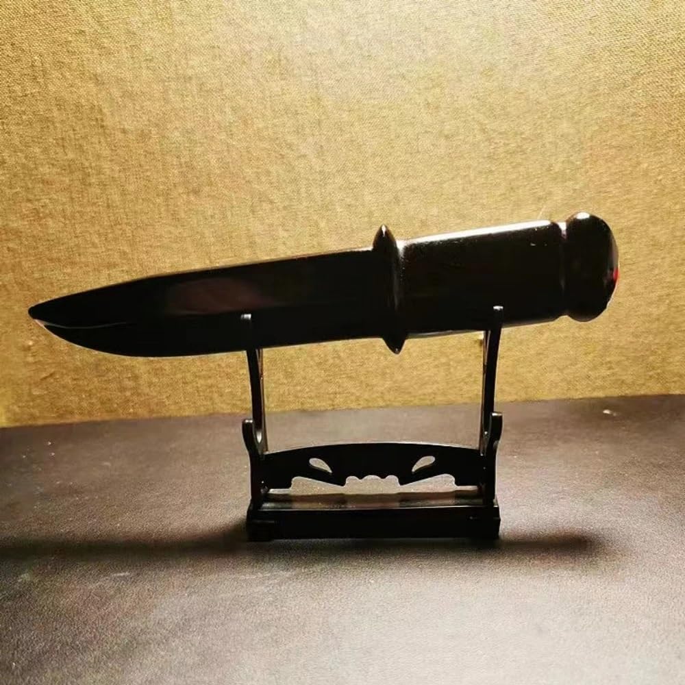 AtkitS Cristal Obsidiana Natural Hecho a Mano Cuchillo Daga Cristal protección Piedra Regalo for Hombres Amuleto Espada Bruja Suministros decoración (Size : 15cm)
