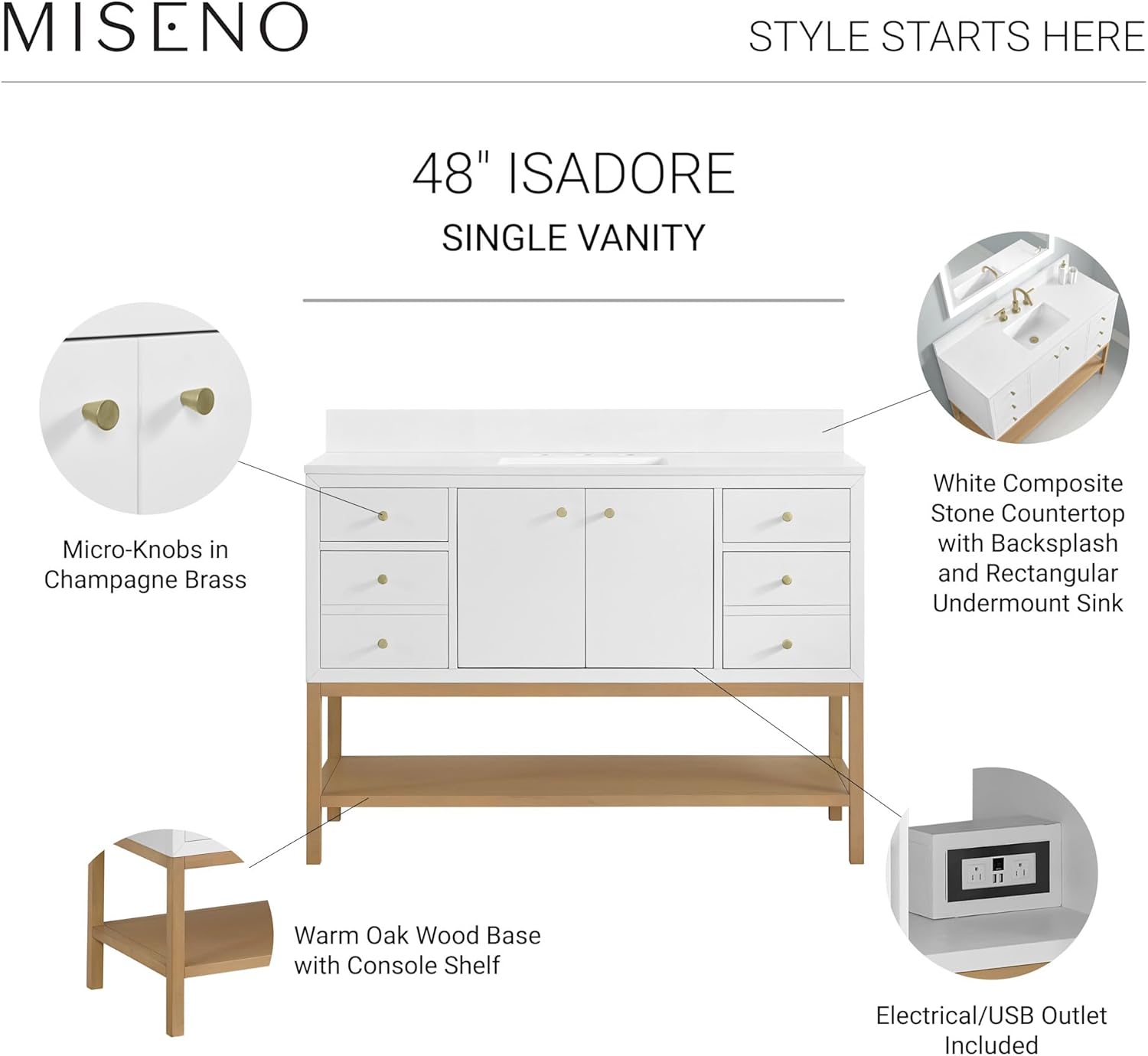 Miseno MV-N254-V48 Isadore 48" Free Standing Single Basin Vanity Set with Cabinet and Stone Composite Vanity Top - Deep Olive Green