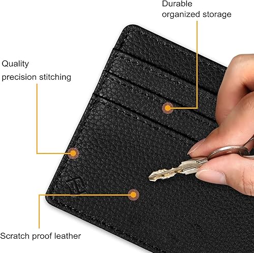 Miniatura 3 de Fintie - Billetera minimalista con bolsillo frontal bloqueo RFID tarjetero de crédito con ventana de identificación para hombres y mujeres negro