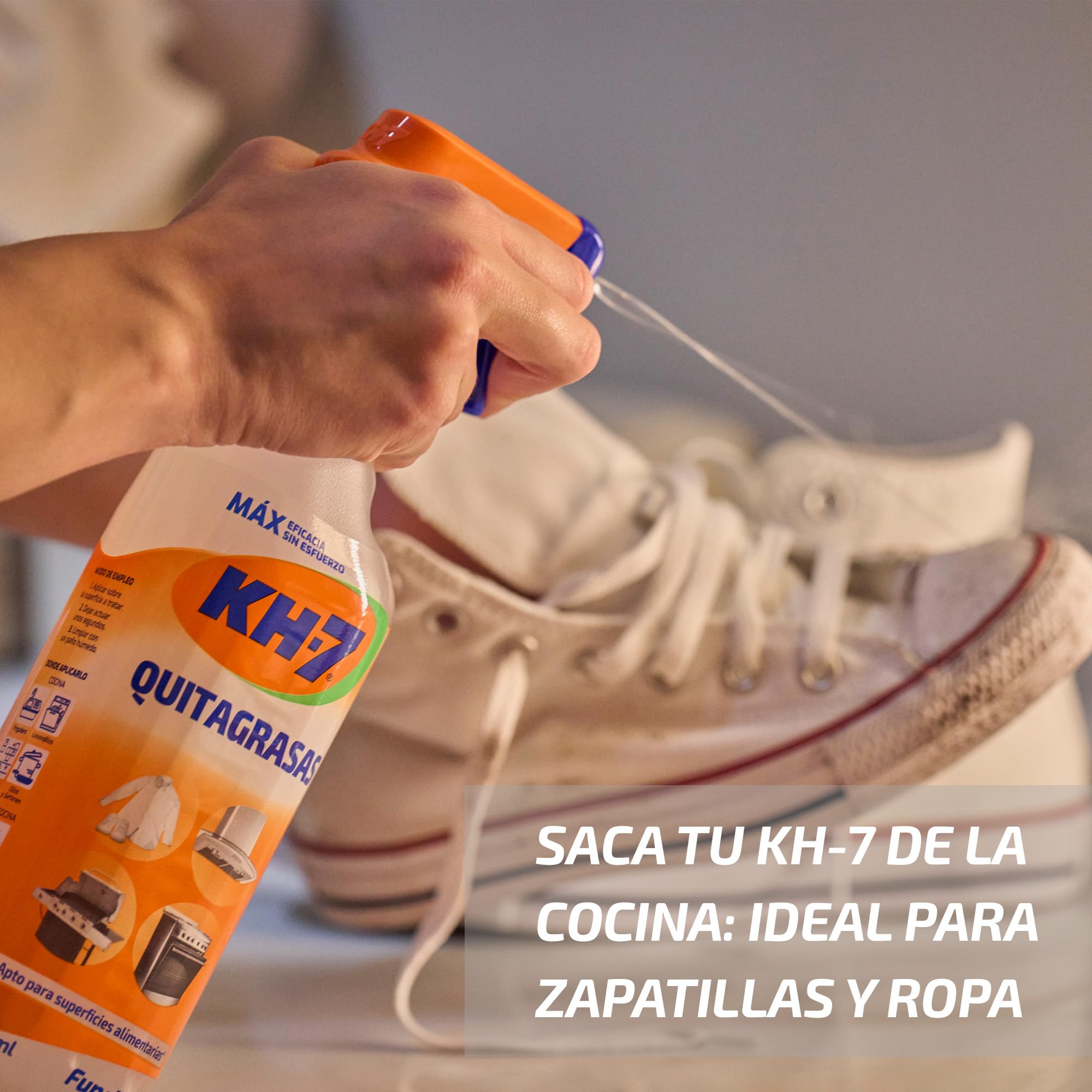 KH-7 Quitagrasas, Desengrasante | Elimina sin esfuerzo la Grasa y Suciedad | Aplícalo en la Cocina, Ropa, Exterior o Vehículos | Apto para todas las Superficies y Tejidos | Pulverizador 715ml.