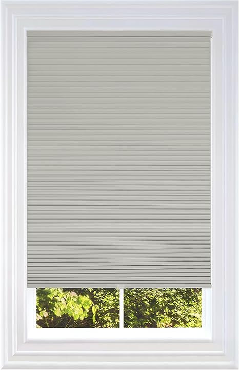 BlindsAvenue Cellular Honeycomb Cordless Shade, 9/16" Single Cell, Blackout, Misty Gray, Size: 67.5" W x 48" H
