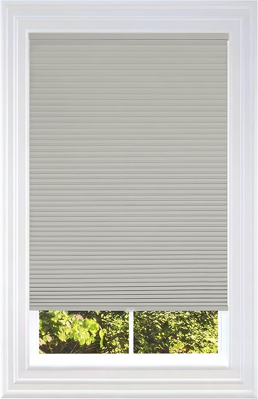 BlindsAvenue Cellular Honeycomb Cordless Shade, 9/16" Single Cell, Blackout, Misty Gray, Size: 67.5" W x 48" H