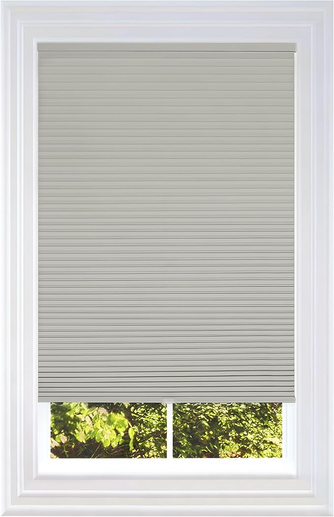 BlindsAvenue Cellular Honeycomb Cordless Shade, 9/16" Single Cell, Blackout, Misty Gray, Size: 67.5" W x 48" H