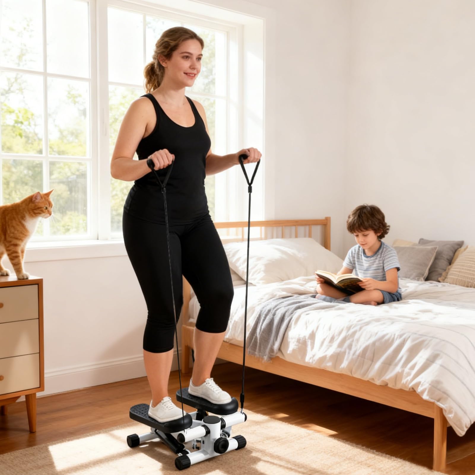 Stepper per Scale Stepper da Cammino con Bande Elastiche | Macchina per Allenamento Completo del Corpo Per Palestra Casa Ufficio Viaggio Fitness Indoor