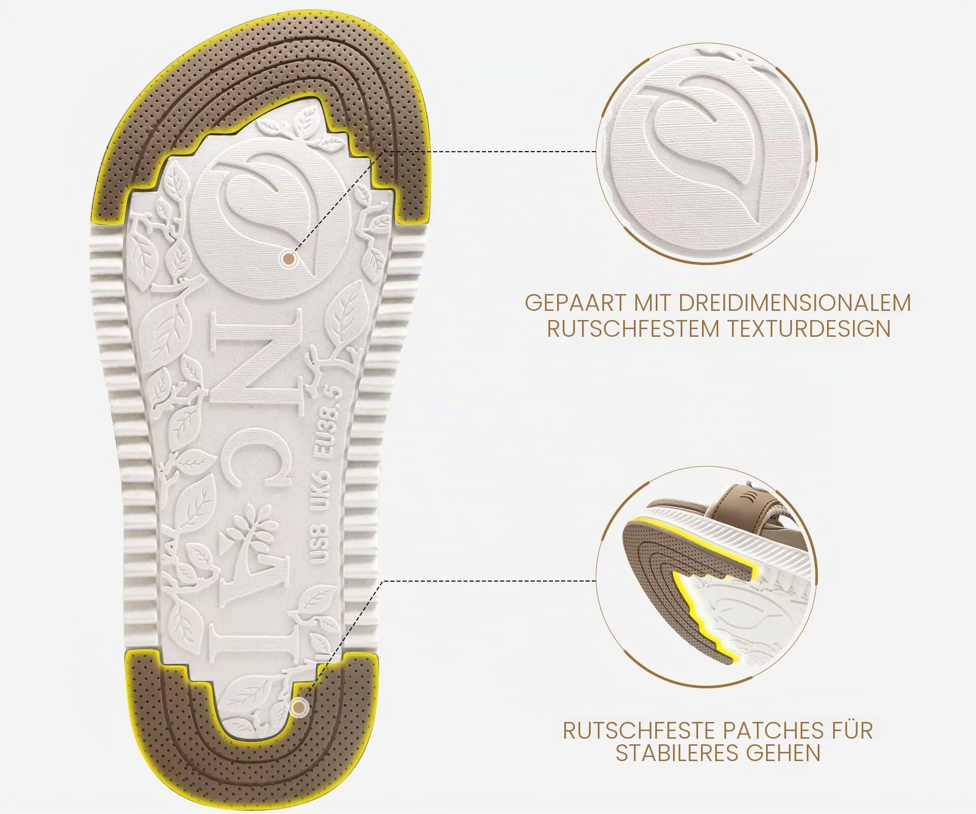 ONCAI Damen Orthotic Sandalen Frauen Erholung Wandern Slides Arch Support Plantar Fasciitis Komfort Orthopädische Soft Cushion Sommer Einstellbare Sandalias