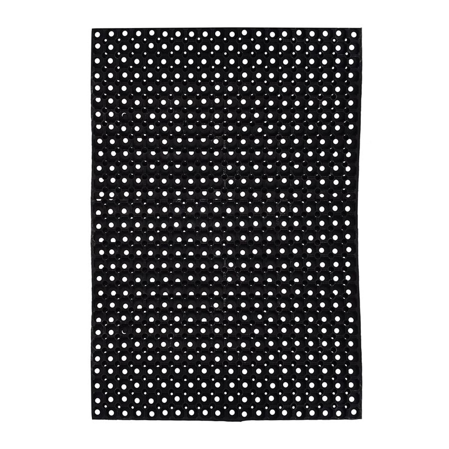 BURI Gummimatte 120x80 cm Ringmatte Wabenmatte Fußmatte Schwarz Schmutzfang