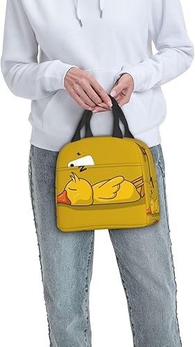 Miniatura 7 de Lonchera aislada para la bonita lonchera amarilla de pato perezoso, resistente y espaciosa, para adultos, para aprovechar tu día, impermeable, para