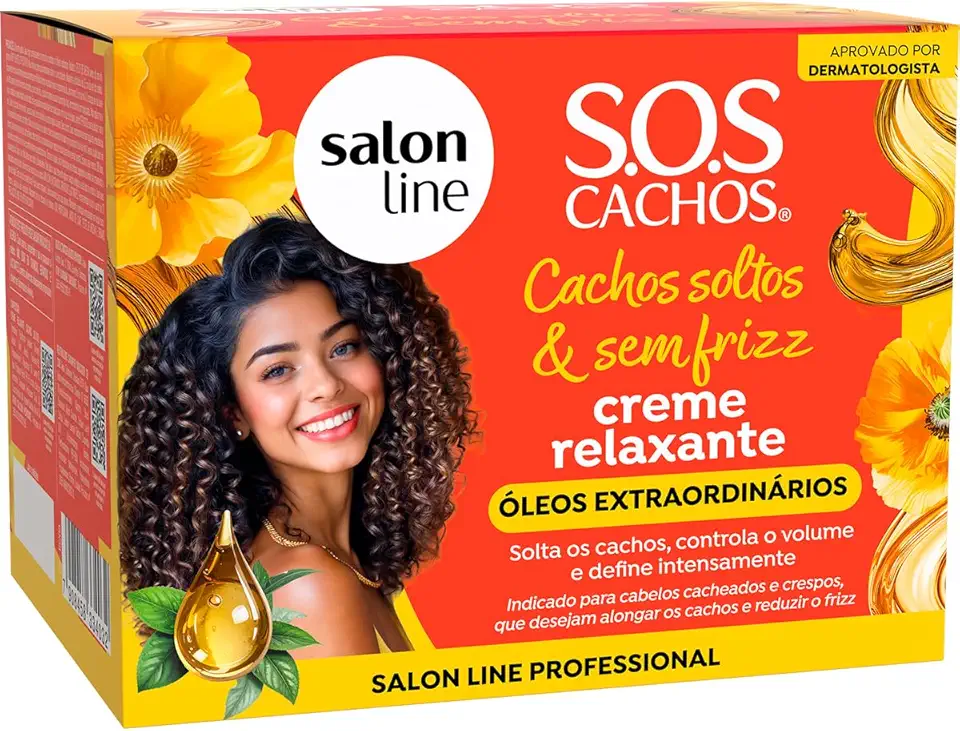 Salon Line S.O.S Cachos Creme Relaxante com Óleos Extraordinários, 200g, Kit Profissional para Cabelos Cacheados