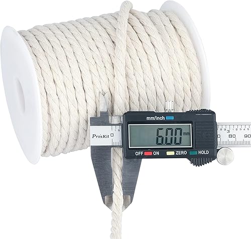 Miniatura 2 de joycraft Cuerda de macramé, cuerda de algodón color off white, 6 mm x 32 yardas de cuerda de algodón natural color blanco, cuerda de algodón