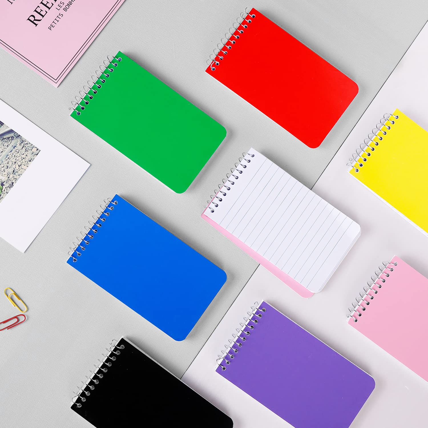 XiQiDianr Piccoli quaderni, taccuino tascabile 3 x 5, blocchi per appunti a spirale, blocchi per appunti, per ufficio, casa, scuola, carta a righe universitarie, mini blocco note - 75 fogli per