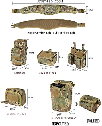 Miniatura 3 de BOMTURN Cinturón Táctico de Batalla Militar Molle Cinturón de Servicio para Ley y Orden para Policía Ejército Juego de 7 en 1