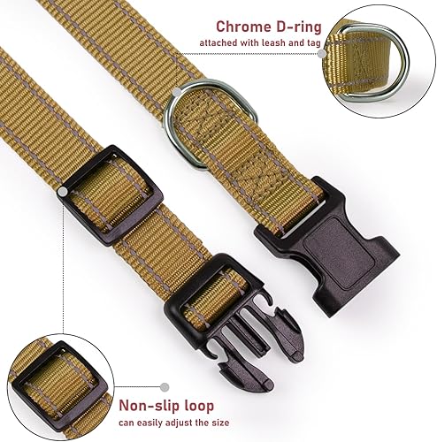 Vista 36 de Collar reflectante con hebilla para perro, ajustable, collares de seguridad de nailon para perros pequeños, medianos y grandes, color naranja