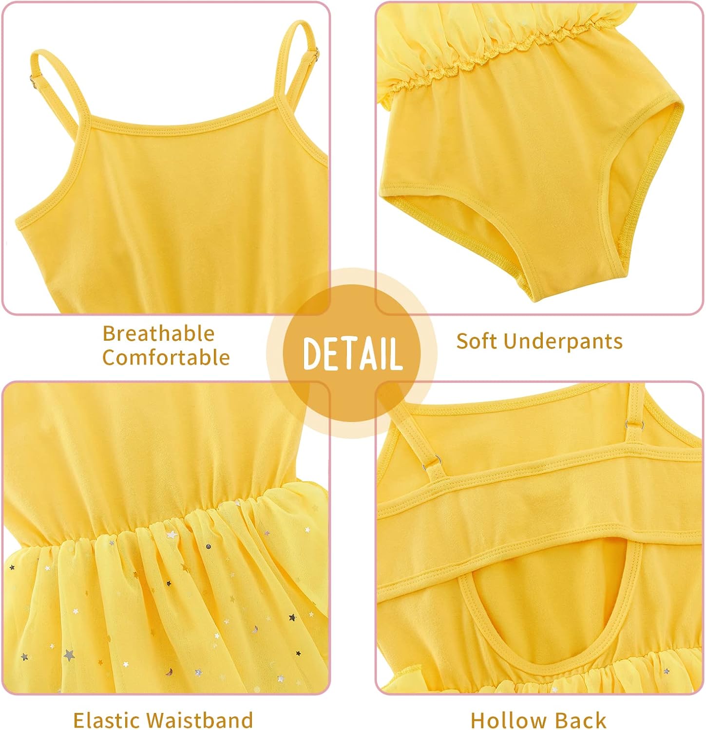 Vieille Toddler Girls Dance Leotards Hollow Back Ballet Leotard for Girls Camisole Dance Dress with Tutu Skirt 3-9T - Image 6