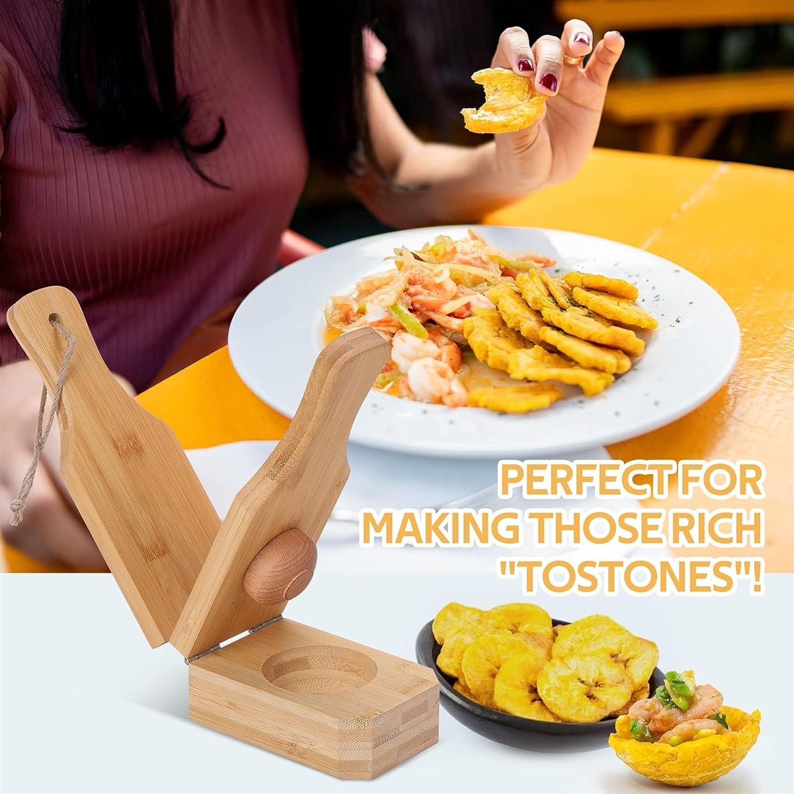 Presse à Bananes Plantain En Bois - Pour Tostones, Purées Et Préparations Culinaires