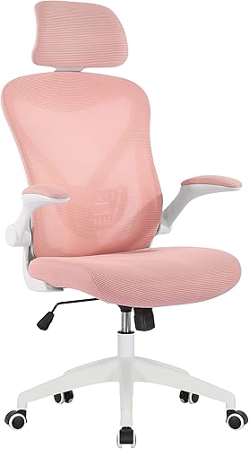 Miniatura 10 de Porthos Home Raif - Silla de oficina con reposacabezas, respaldo de malla transpirable en forma de S, sistema de inclinación central, reposabrazos