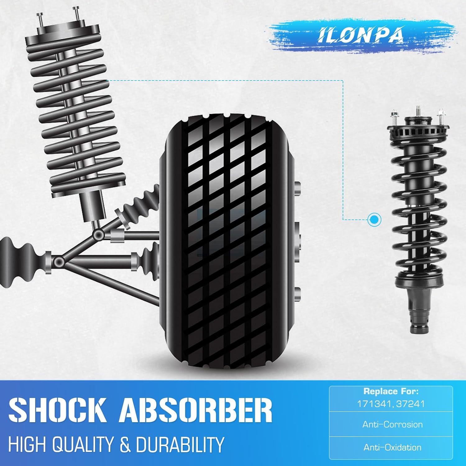Rear & Front Struts w/Coil Springs Shock Absorbers for Buick Rainier 2004-2007, Trailblazer EXT/GMC Envoy 2002-2009, Isuzu Ascender 2003-2008, Saab 9-7X 2005-2008, Bravada SSR Replace 171341 37241