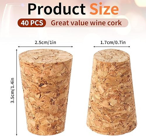 Miniatura 9 de Paquete de 20 corchos de madera suave, tapones de corcho cónicos para botellas de vino, corchos de botella de vino a prueba de fugas, corchos de