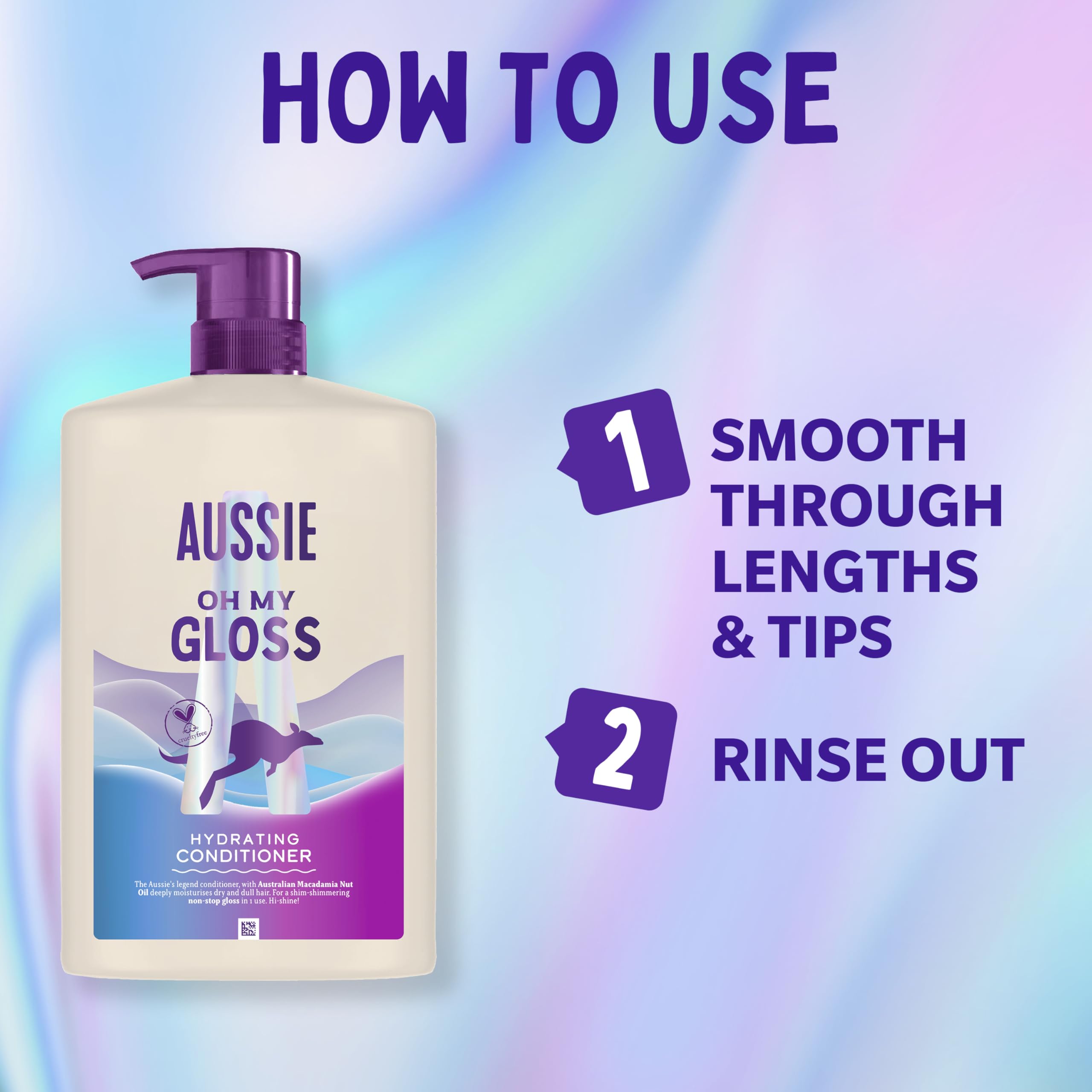 Aussie Oh My Gloss Shampoo 1000ml. Deeply Moisturises Dry and Dull Hair. Infused with Australian White Strawberry. Sulphate-Free Formula. For Instantly Shinier and Glossy Hair. Vegan and Cruelty-Free — view 8