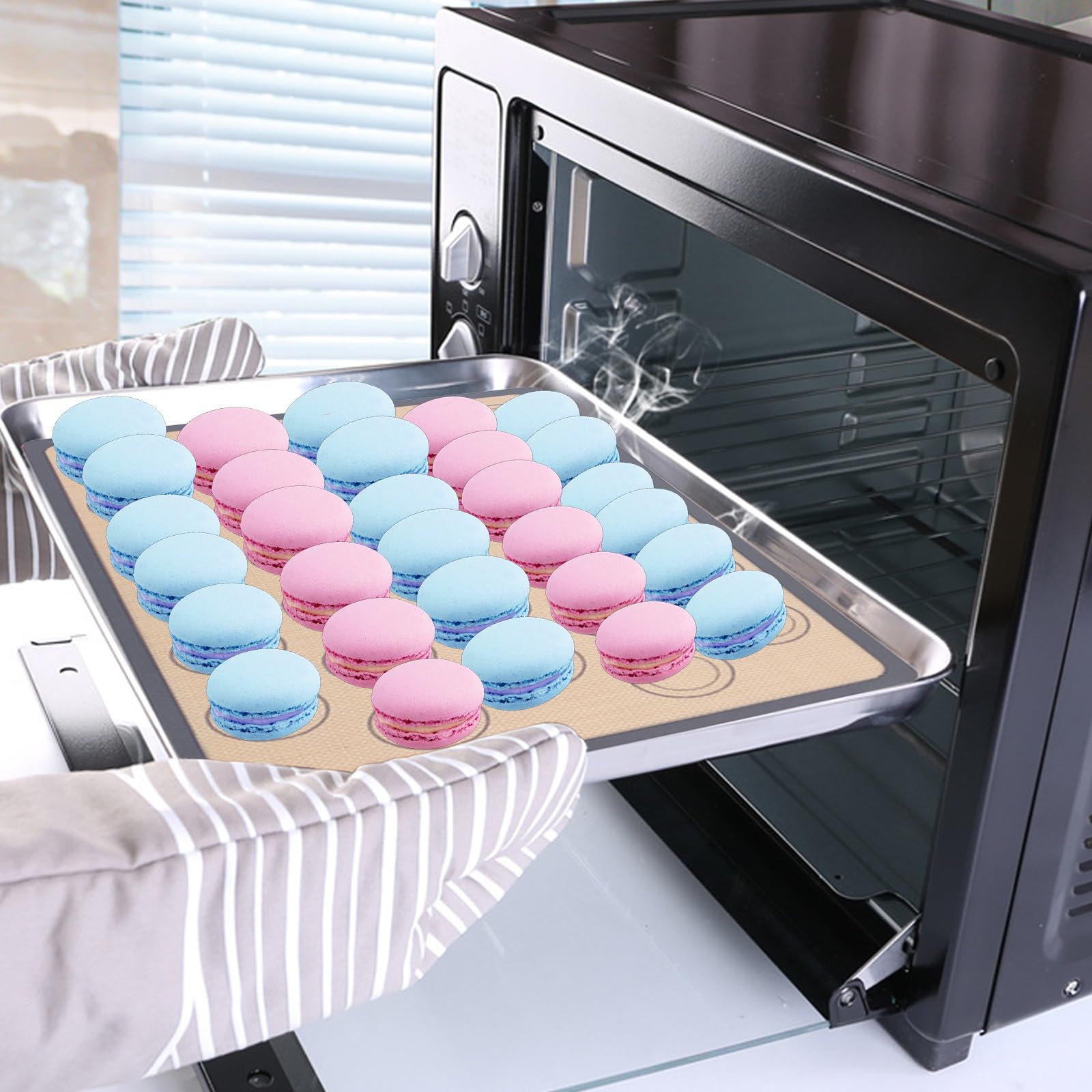 Tapis de Cuisson pour Macaron en Silicone Rectangulaire Gris 2 Pièces