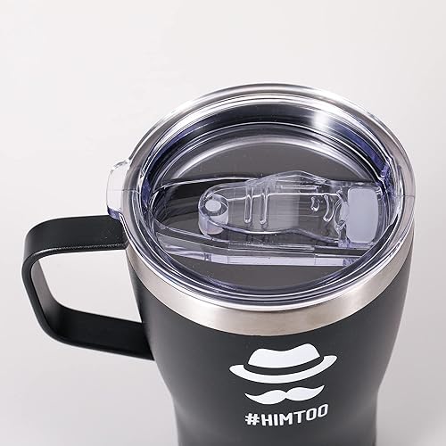 Miniatura 6 de HimToo - Taza aislada de acero inoxidable de doble pared de 12 onzas taza térmica para café taza de campamento aislada al vacío con tapa perfecta