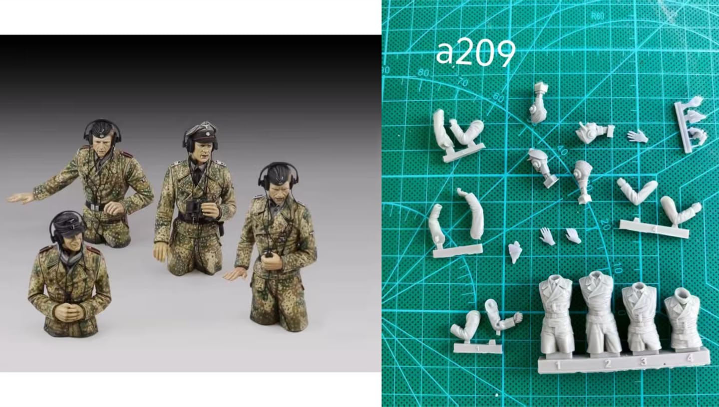 TRUEGRIS 1/35 WWII German Tank Soldier Resin Model Kit Unpainted and Unassembled (4 people, no tank) //k5w3J12