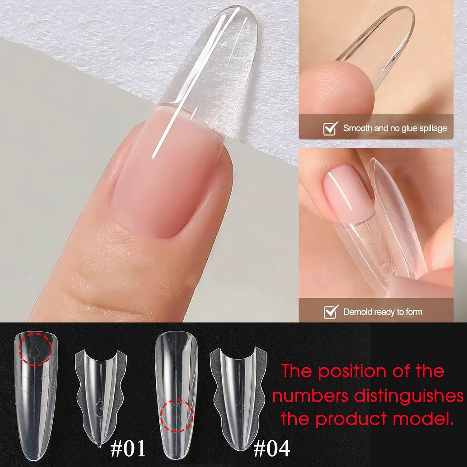 120pcs Sandwich Dual Nail Forms, Clear Oval Almond Acrylic Nail Extension Forms For Builder Gel, False Nail Tips Prolong Reusable Nail Molds Mix Sizes For Salon & Home DIY Manicure