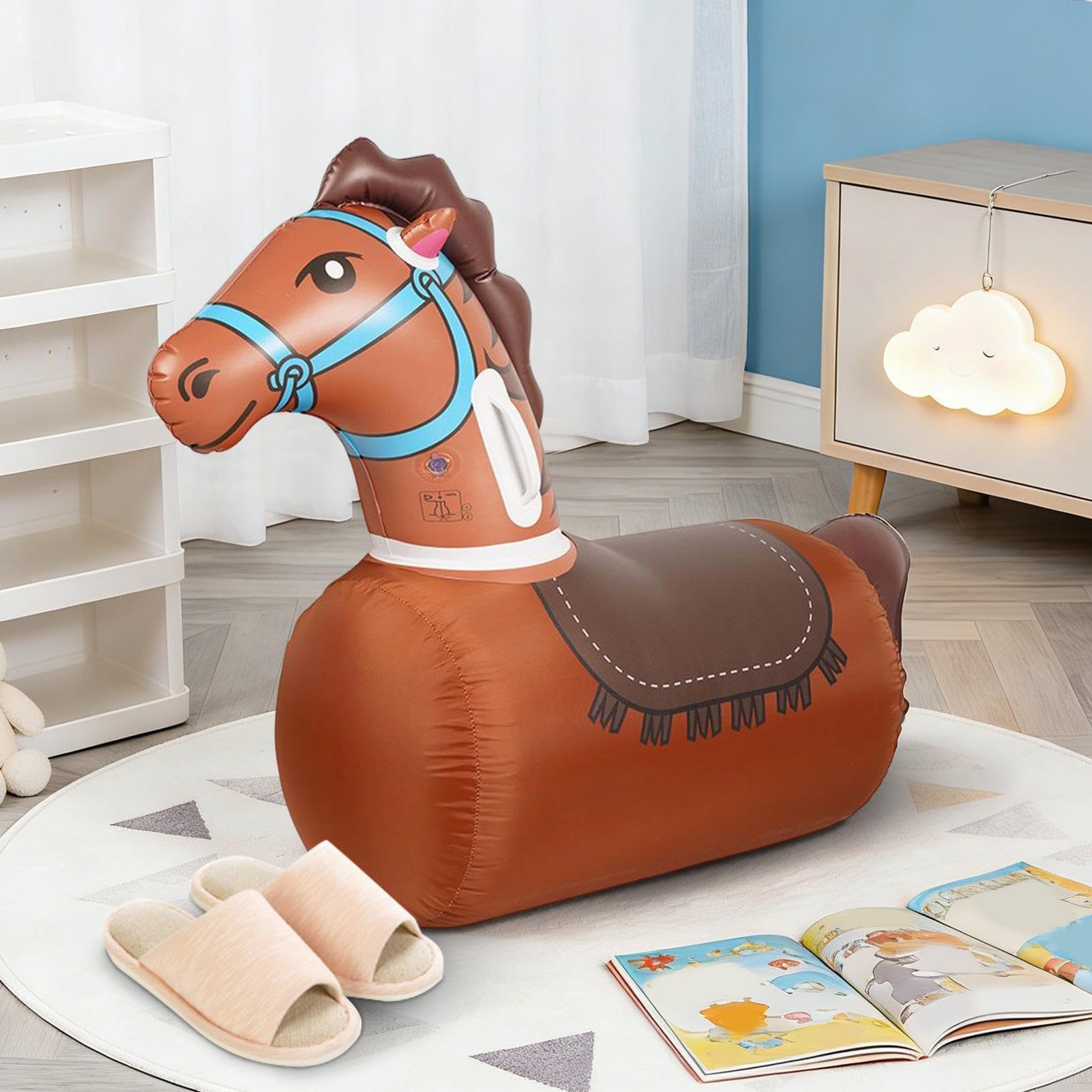 Cavallo a Dondolo Gonfiabile Realistico a Tenuta Stagna Giocattolo