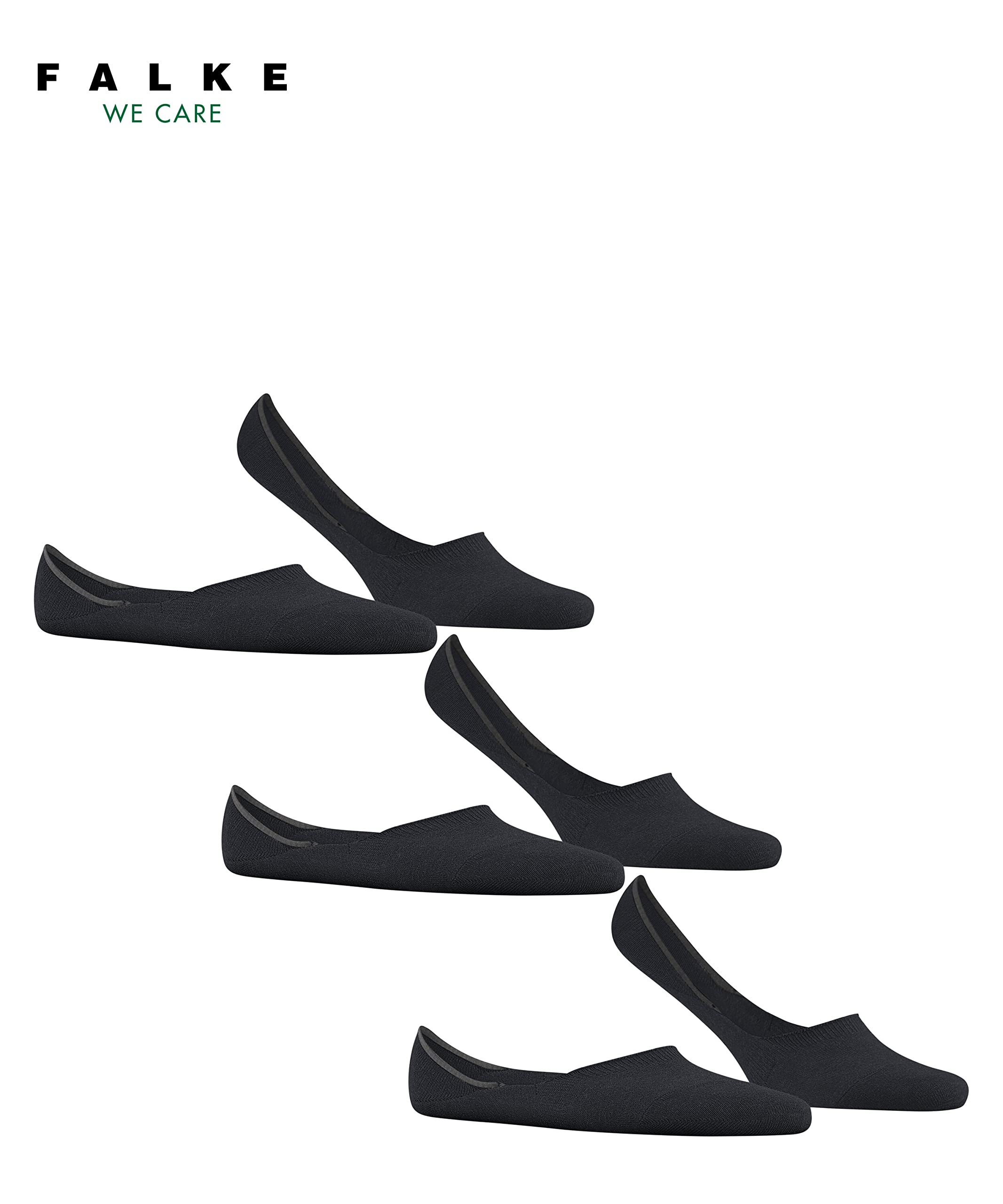 FALKE Mężczyźni Stopki Invisible Step Medium Cut Multipack M In bawełna niewidoczne jednokolorowe 3 Pak, Czarny Black 3000, 43-44