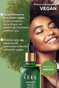 The Ceel Biberiye Saç Bakım Seti - Şampuan 250 ml, Saç Toniği 100 ml ve Saç Yağı 50 ml, Biotin, Keratin ve Vitamin E İçeren Hacim ve Parlaklık Destekleyici Saç Bakım Seti
