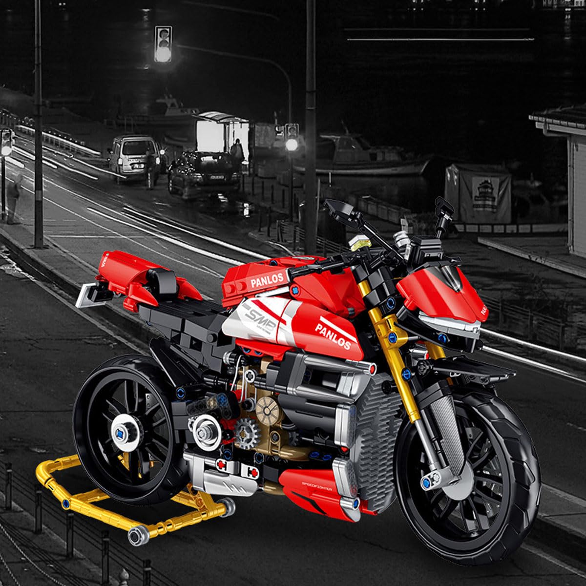 Technik Moto pour Streetfighter V4 SP 981 Pièces Kit de Construction Technique Course Moto Kit de Construction MOC Blocs de Serrage Super Moto Modèle pour Ados et Adultes