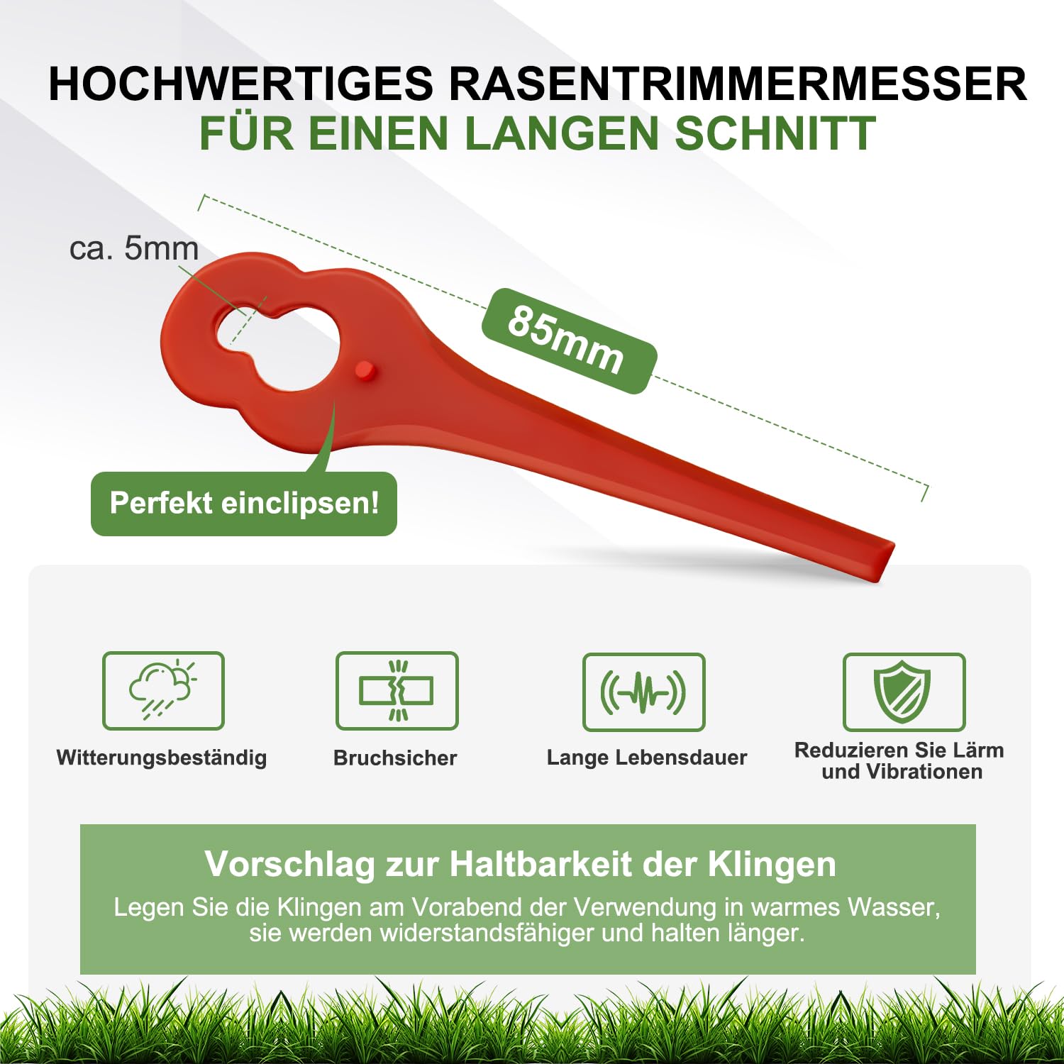 100 Stück Ersatzmesser Kompatibel mit Fuxtec Rasentrimmer FX-E1RT20,Kunststoffmesser für Akku Rasentrimmer Fuxtec