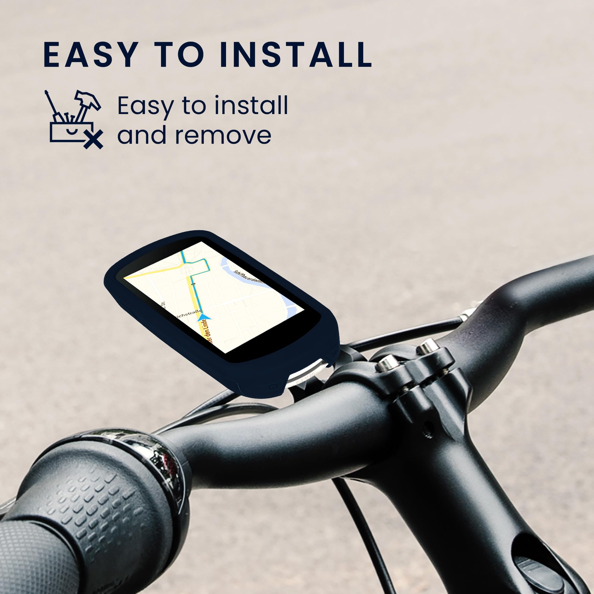 kwmobile Silicone Case Compatible with Garmin Edge Explore 2 - Case Soft Bike GPS Protector Bumper - Dark Blue - Image 4