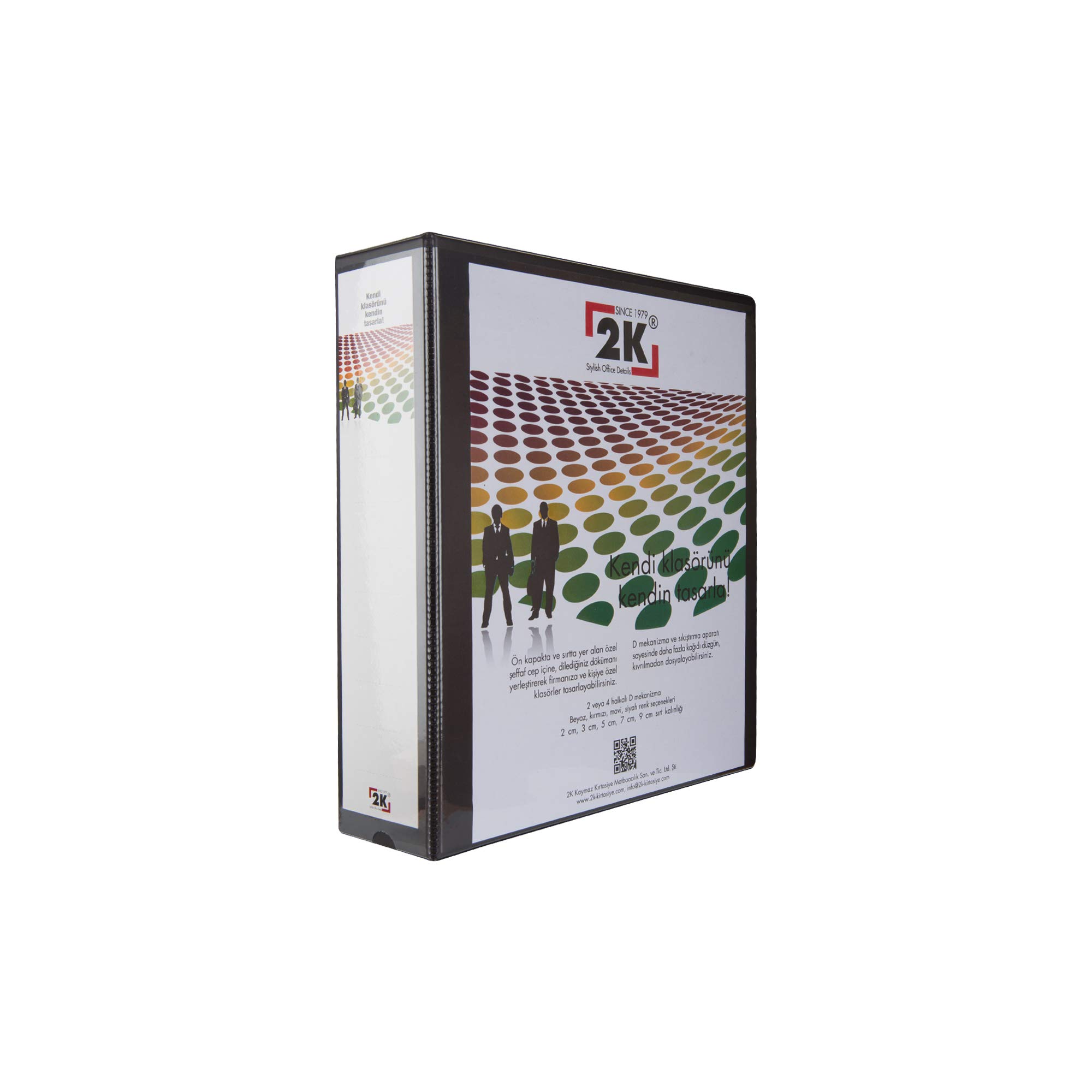 2K 07-2D-S A4 Pvc Cepli Firma Tanıtım Klasörü - 7 cm sırtlı 2 Halka D Mekanizmalı, Siyah