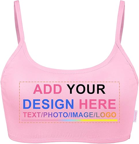 Littleforbig Diseño de impresión personalizada Tu Propio Crop Top Bandeau Camisola Mensaje Personalizada Imagen Unisex Ultra Suave Rosa