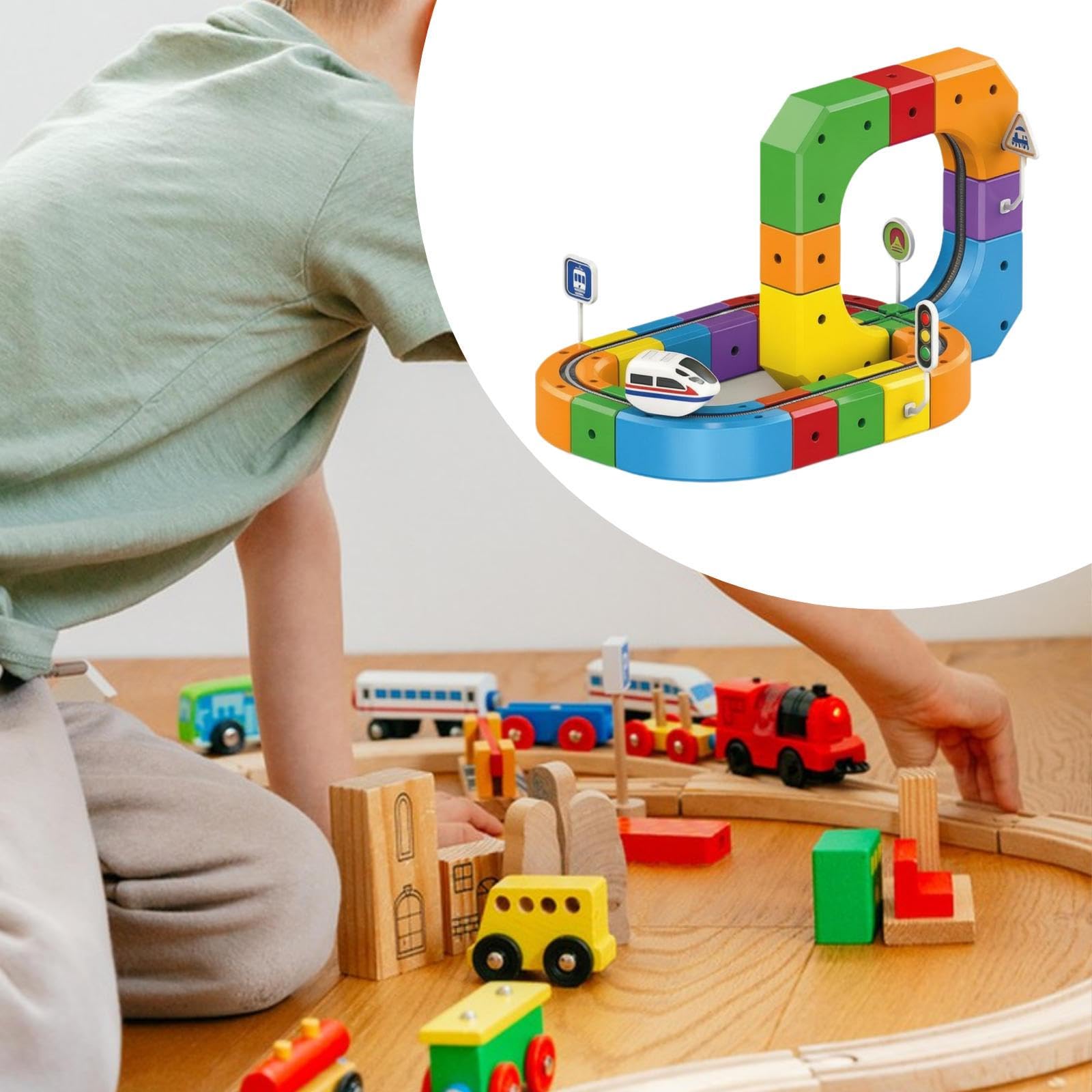 Set di Trenino Elettrico a Cubo 3D, Strutture Flessibili con Ponti, Motorizzata USB, Set di Blocchi Fai-da-Te per Lo Sviluppo, 51 Pezzi