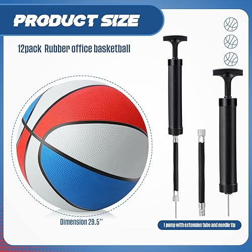 Miniatura 2 de Jerify 12 pelotas de baloncesto a granel de tamaño oficial 7, pelotas de baloncesto de goma 29.5 inflables de goma con bomba, pelotas de baloncesto